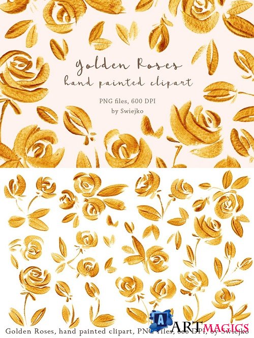 Golden Roses clipart set - 1230286