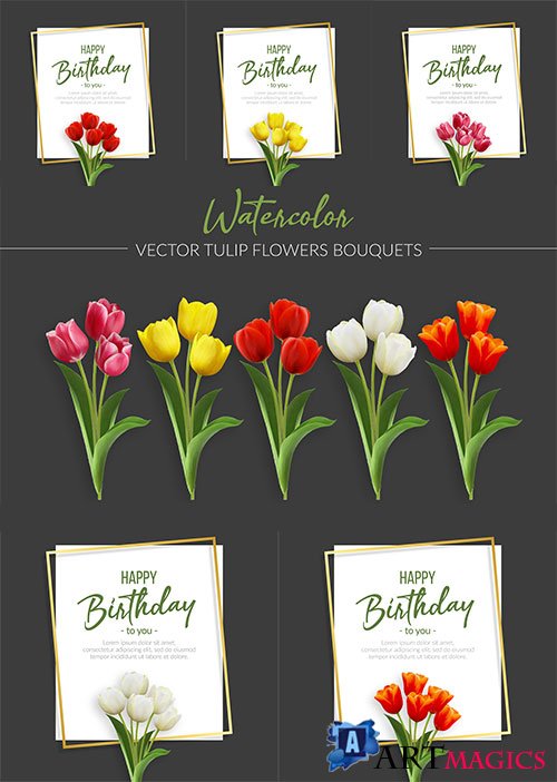        / Greeting card with tulips in vector