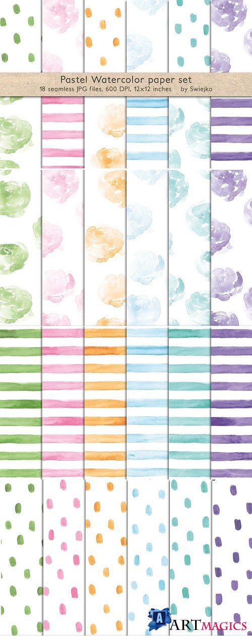 Pastel Watercolor patterns, seamless - 2510250
