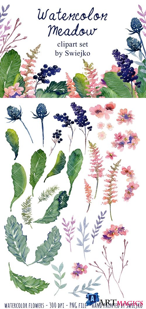 Watercolor floral set - 330710