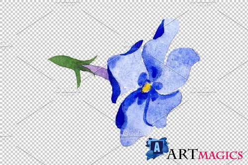 Phlox blue watercolor png - 3897433