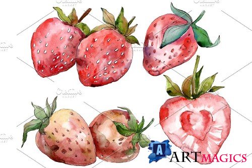 Strawberry red Watercolor png - 3897304