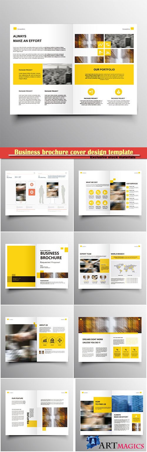 Business brochure cover design template, vector flyer # 2