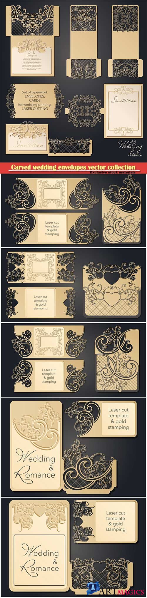 Carved wedding envelopes, pockets for laser cutting, pocket for congratulations, invitations, wedding cards