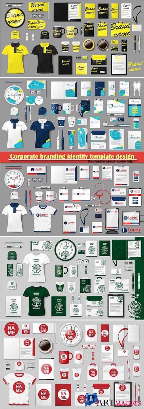 Corporate branding identity template design, modern business stationery mockup set