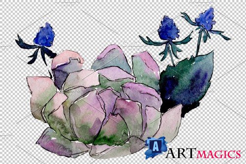 Bouquet Gentle rustle watercolor png - 3900060