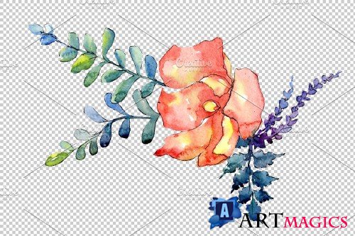Bouquet Chainmail of love watercolor - 3900122