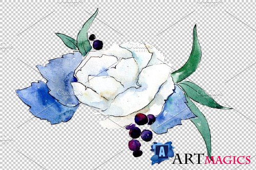 Bouquet Gentle rustle watercolor png - 3900060