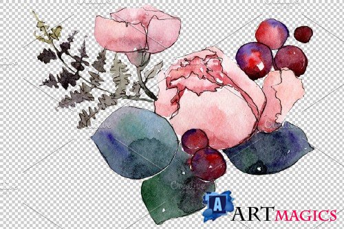 Bouquet Pearl beauty watercolor png - 3900051