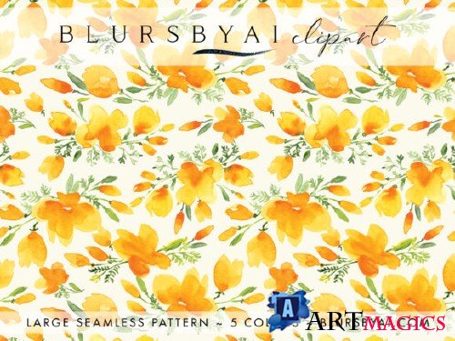 Watercolor California Poppies Patterns