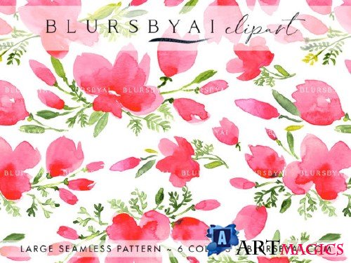 Pink Watercolor Poppies Patterns