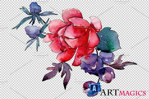 Bouquet Summer evening watercolor - 3908437