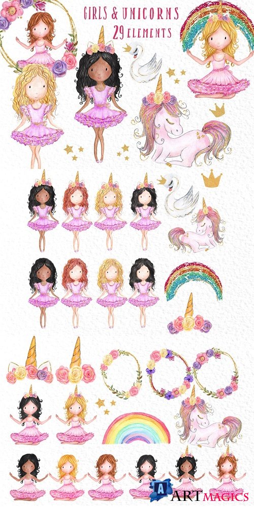 Rainbow Unicorn Clipart Girls - 3908995