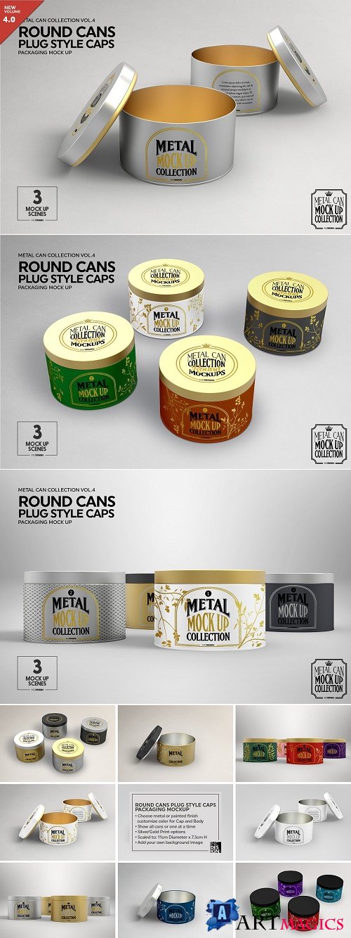 Round Cans Plug Metal Cap Mockup 2922293