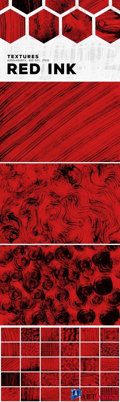 Red Abstract Ink Textures
