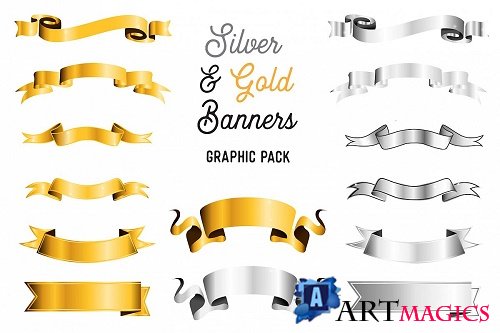 Silver and Gold Banner Pack - Ribbon and Scroll Banners - 276454