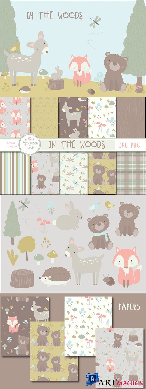 In the Woods Set (clipart + paper) - 3910792 - 3910800