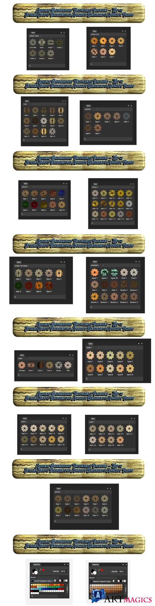 Ancient Civilizations Styles & Palettes for Affinity Photo & Affinity Designer Kit #1