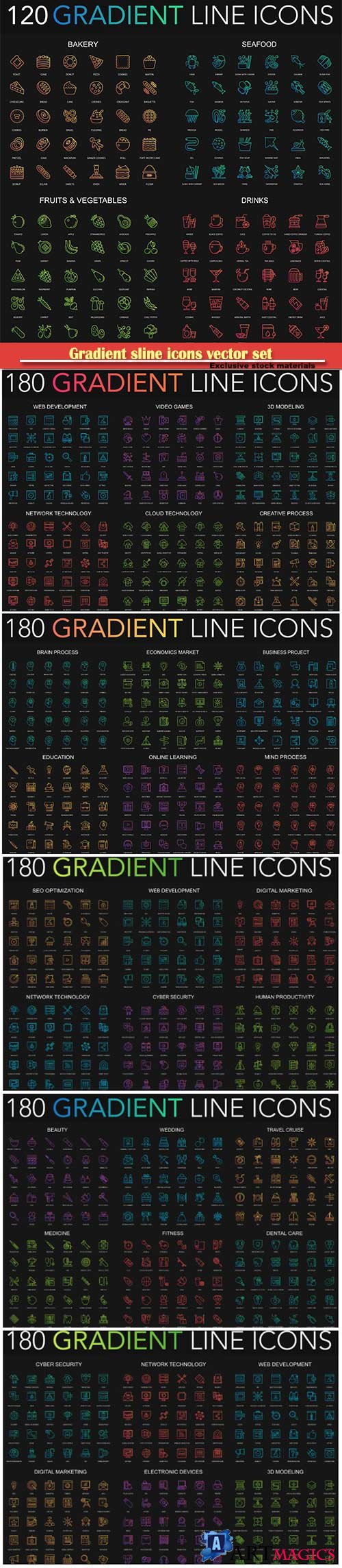 Gradient sline icons vector set