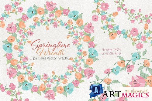 Springtime 01 Wreath Clipart Vector - 2260587