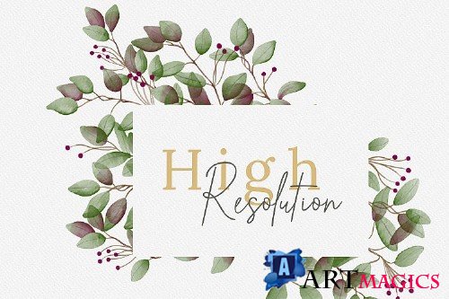 Watercolor Forest Leaves high res png - 284914