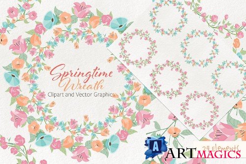 Springtime 01 Wreath Clipart Vector - 2260587