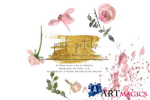 Watercolor Pink Blush Rose Clipart - 3355217