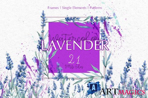 Watercolor Lavender. Violet PNG flor - 3923303