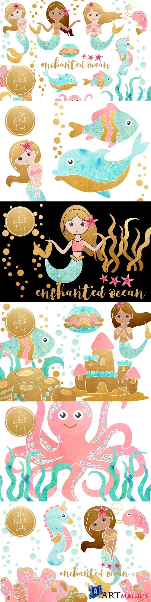 Enchanted Ocean Clipart Set - 3919486