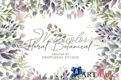 Watercolor Floral Batonicals high res png - 279164