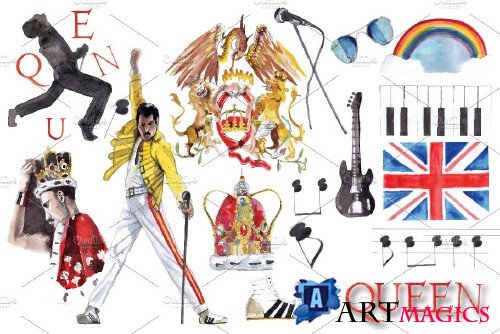 Queen Band Watercolor Clipart - 3273208