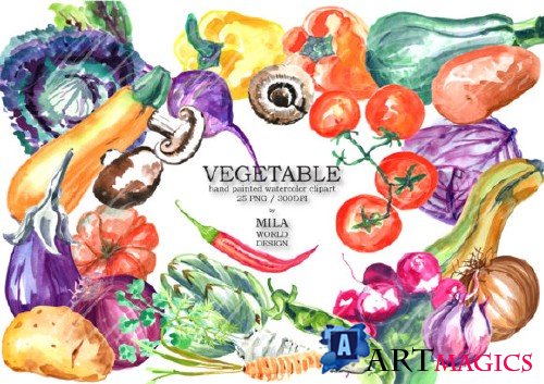 Vegetable Watercolor Clip Art