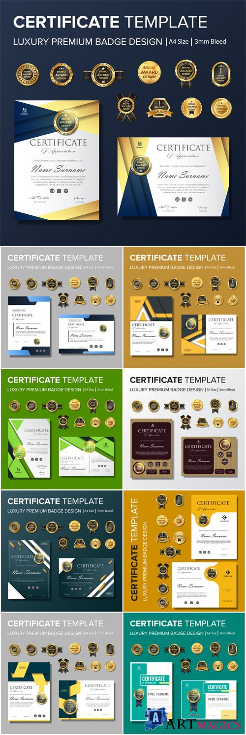 Professional Certificate design with badge multipurpose