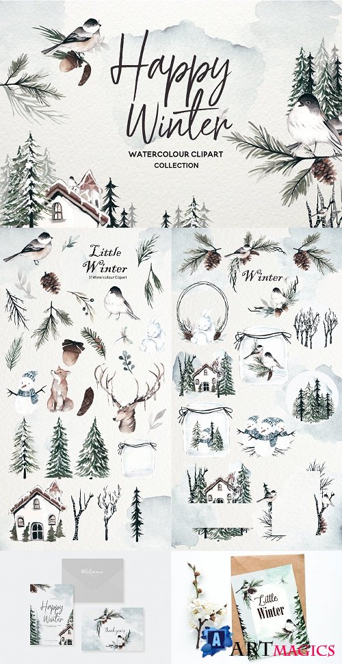 Winter Watercolor Collection - 3926216