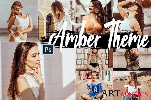 5 Amber Photoshop Actions, ACR and LUT presets - 282291