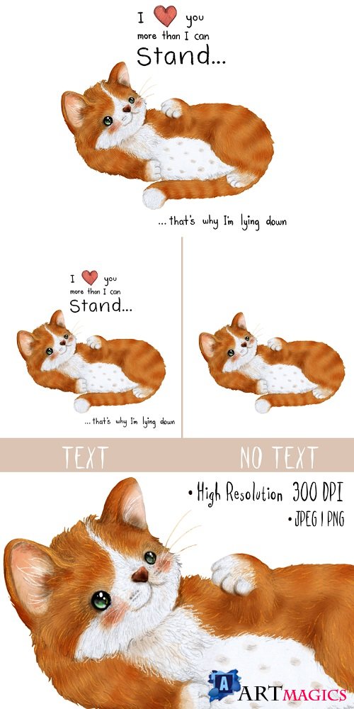 Lazy Cat | Clip Art Illustration | PNG/JPEG - 288379
