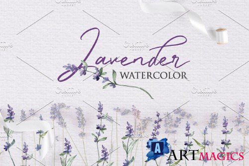Watercolor Lavender PNG collection - 3934243