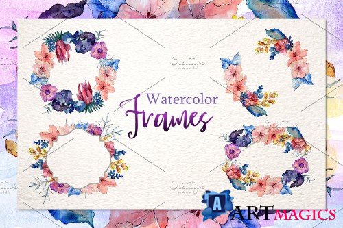 Watercolor Flower Bouquet PNG set - 3934683