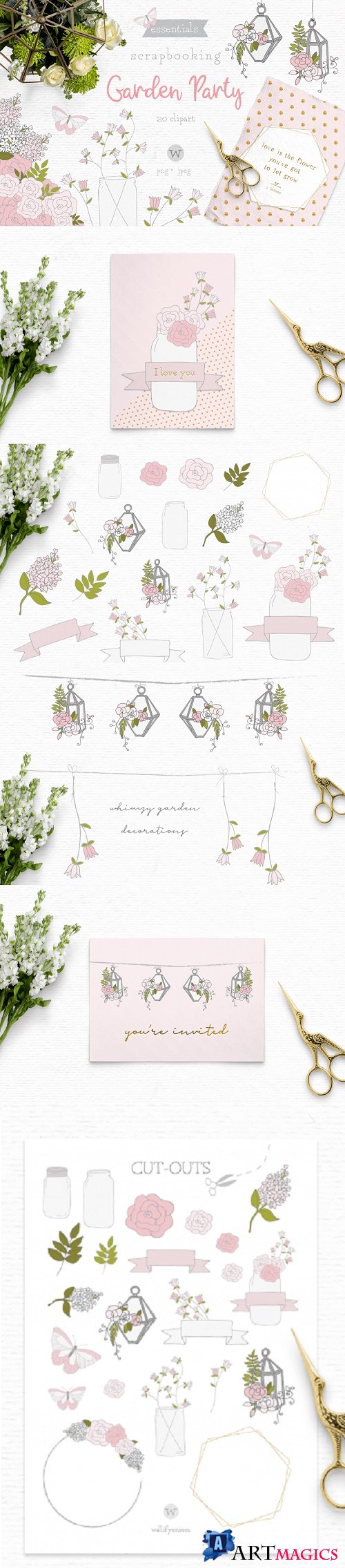 Summer clipart, floral clipart, whimsical clipart, wedding - 288889