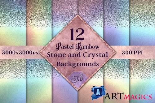 Pastel Rainbow Stone and Crystal Backgrounds - 12 Images - 290238