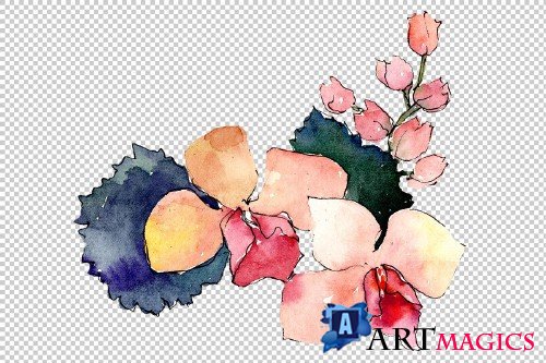 Bouquet of flowers Charm watercolor - 3936902