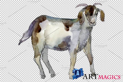 Farm animals: goat Watercolor png - 3934748