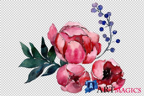 Bouquet flower palette watercolor - 3936147