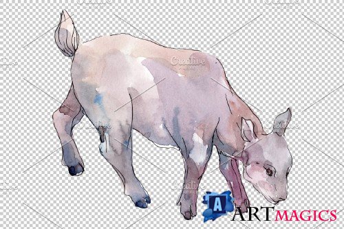 Farm animals: goat Watercolor png - 3934748