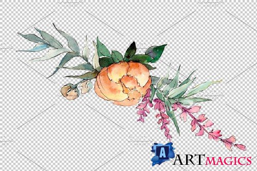 Bouquet Sunny mood watercolor png - 3950859