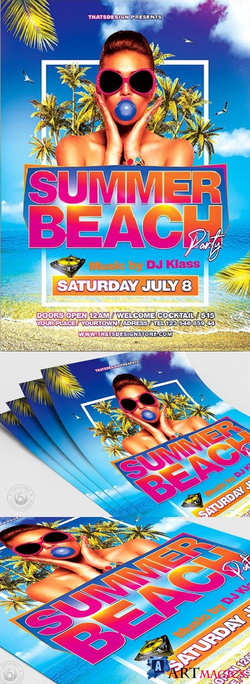 Summer Beach Flyer Template V4 - 3950125