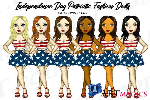 4th of July Fashion Girls Planner Clipart, America USA PNG - 272745