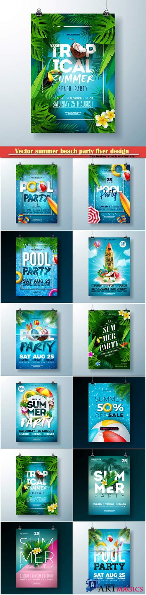 Vector summer beach party flyer design # 3