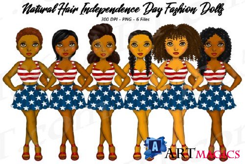 4th of July Natural Hair Girls Planner Clipart, America PNG - 272746
