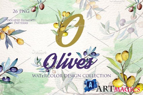 Olive branch green watercolor PNG - 3953541